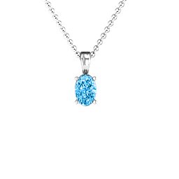 Elegant Oval Stone Pendant in 925 Sterling Silver with Blue Topaz