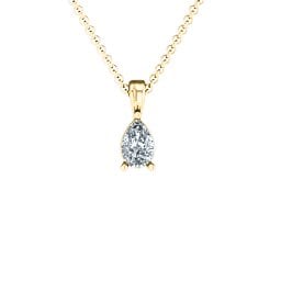 Elegant Pear Stone Pendant in 18K Gold Plated Silver with Diamond