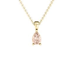 Elegant Pear Stone Pendant in 18K Gold Plated Silver with Morganite