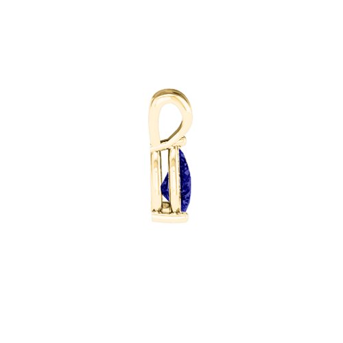 Elegant Pear Stone Pendant – 18K Gold Plated Silver with Blue Sapphire