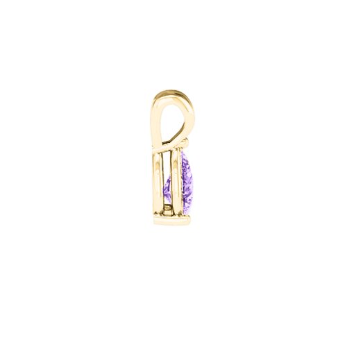 Elegant Pear Stone Pendant – 18K Gold Plated Silver with Amethyst