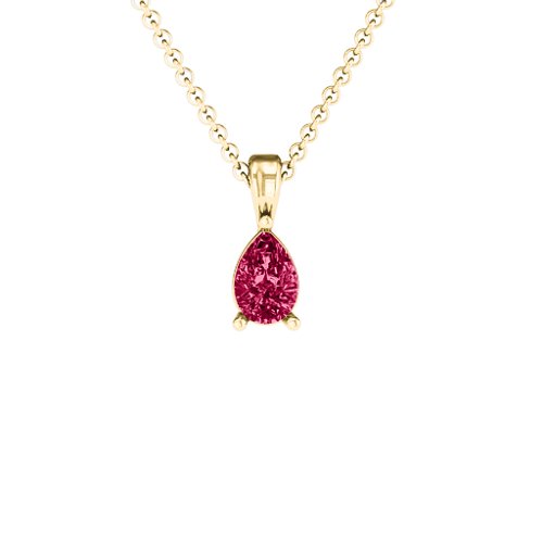 Elegant Pear Stone Pendant – 18K Gold Plated Silver with Ruby