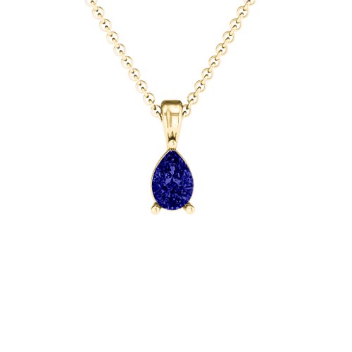 Elegant Pear Stone Pendant – 18K Gold Plated Silver with Blue Sapphire