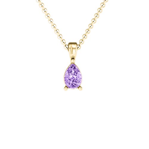 Elegant Pear Stone Pendant – 18K Gold Plated Silver with Amethyst