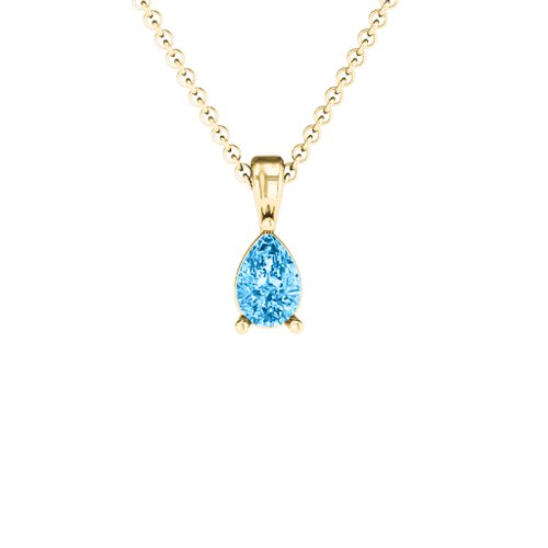 Elegant Pear Stone Pendant – 18K Gold Plated Silver with Blue Topaz