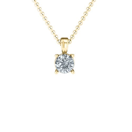 Elegant Round Stone Pendant – 18K Gold Plated Silver with Diamond