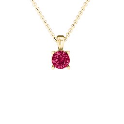 Elegant Round Stone Pendant in 18K Gold Plated Silver with Ruby