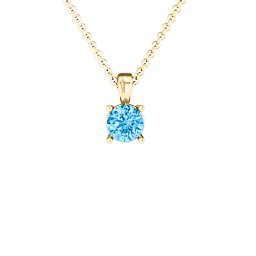 Elegant Round Stone Pendant in 18K Gold Plated Silver with Blue Topaz