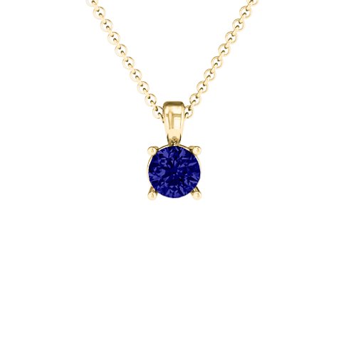 Elegant Round Stone Pendant – 18K Gold Plated Silver with Blue Sapphire