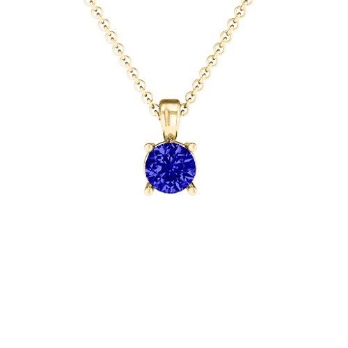 Elegant Round Stone Pendant – 18K Gold Plated Silver with Blue Sapphire