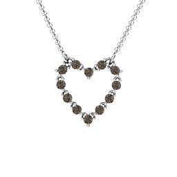 Glistening Heart Pendant in 925 Sterling Silver with Smokey Quartz
