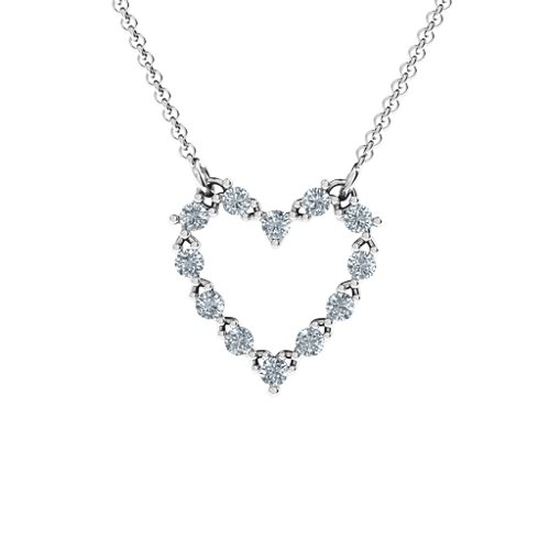 Glistening Heart Pendant – Sterling Silver with Cubic Zirconia