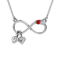 Twice the Love Infinity Pendant – 10K Yellow Gold with Garnet and Cubic Zirconia