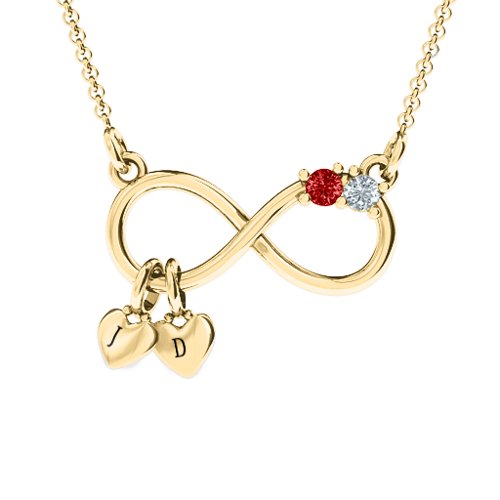 Twice the Love Infinity Pendant – 10K Yellow Gold with Garnet and Cubic Zirconia