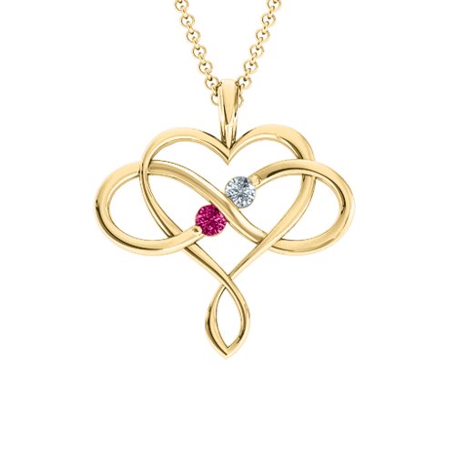 Soul Mates Infinity Birthstone Pendant – 18K Gold Plated Silver with Ruby and Cubic Zirconia