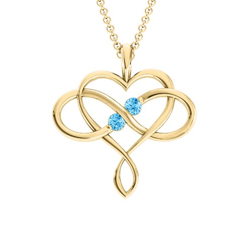Soul Mates Infinity Birthstone Pendant – 18K Gold Plated Silver with Blue Topaz