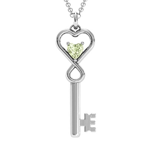 Key to Her Heart Infinity Pendant – Sterling Silver with Peridot