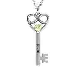 Infinitely in Love Key Pendant in 925 Sterling Silver with Peridot