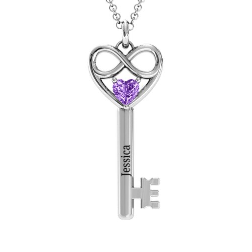 Infinitely in Love Key Pendant – Sterling Silver with Amethyst