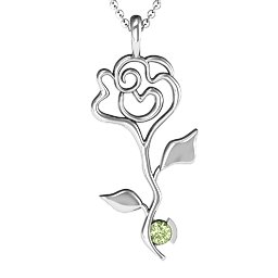 Enchanted Rose Pendant in 925 Sterling Silver with Peridot