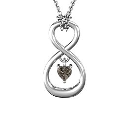 Dangling Heart Infinity Pendant in 925 Sterling Silver with Smokey Quartz