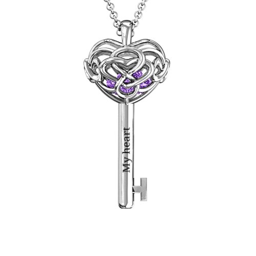 Infinitely in Love Caged Key Pendant – Sterling Silver with Amethyst