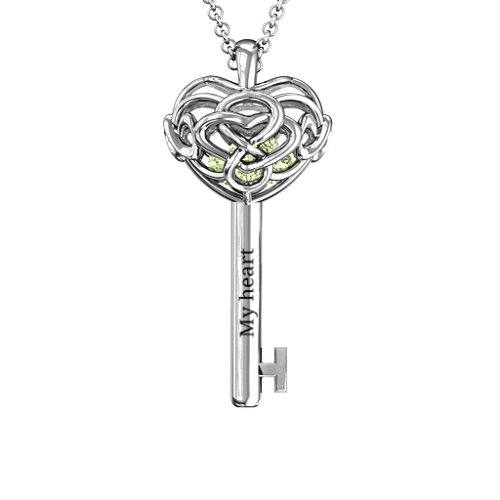 Infinitely in Love Caged Key Pendant – Sterling Silver with Peridot