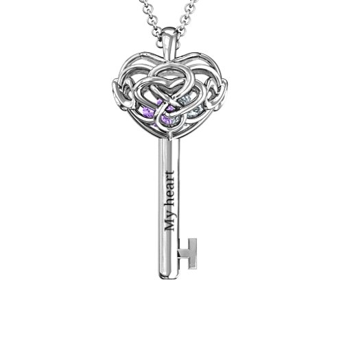 Infinitely in Love Caged Key Pendant – Sterling Silver with Amethyst and Cubic Zirconia