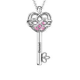 “Beautiful Blossoms” Caged Key Pendant