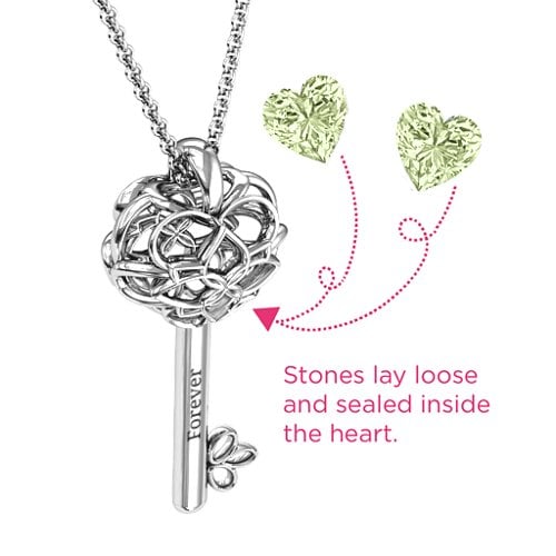 “Beautiful Blossoms” Caged Key Pendant – Sterling Silver with Peridot