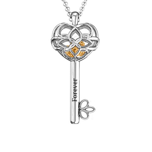 “Beautiful Blossoms” Caged Key Pendant – Sterling Silver with Citrine
