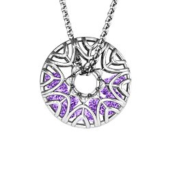 Endless Love Caged Stones Pendant in 925 Sterling Silver with Amethyst