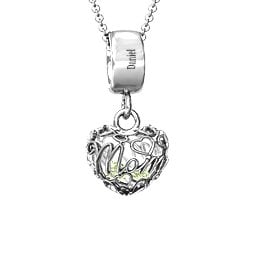 Engravable Mom Heart Cage Pendant with 2-4 Gemstones in 925 Sterling Silver with Peridot, Garnet, and Amethyst