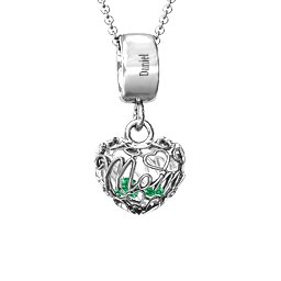 Engravable Mom Heart Cage Pendant with 2-4 Gemstones in 925 Sterling Silver with Emerald, Garnet, and Amethyst