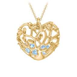 Family Tree Caged Heart Pendant