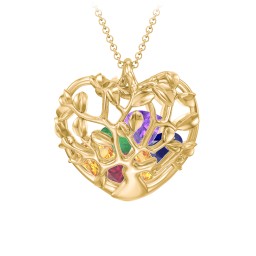 Family Tree Caged Heart Pendant