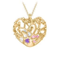 Family Tree Caged Heart Pendant