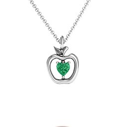 An Apple A Day Pendant in 925 Sterling Silver with Emerald