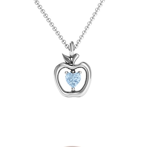 An Apple A Day Pendant – Sterling Silver with Aquamarine