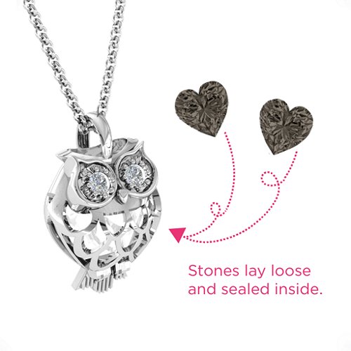 Wise Owl Caged Pendant – Sterling Silver with Smokey Quartz and Cubic Zirconia