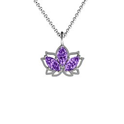 Sparkling Lotus Pendant in 925 Sterling Silver with Amethyst
