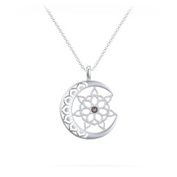 Sun and Moon Mandala Pendant in 925 Sterling Silver with Smokey Quartz