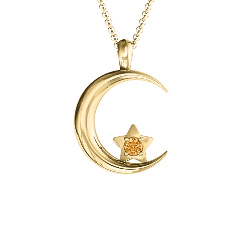 Moonlight Love Pendant – 10K Yellow Gold with Citrine