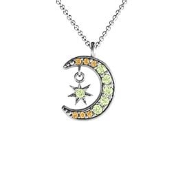 Sparkling Star And Moon Gemstone Pendant