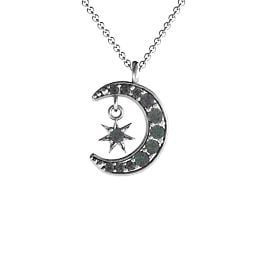 Sparkling Star And Moon Gemstone Pendant
