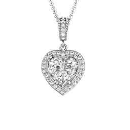 Sparkling Heart Halo Pendant in 925 Sterling Silver