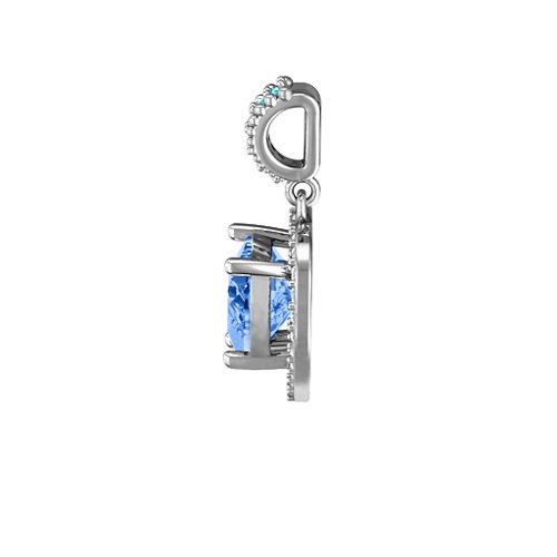 Sparkling Heart Halo Pendant – Sterling Silver with Fancy Blue Premium Zirconia, White Premium Zirconia, and Mint Premium Zirconia