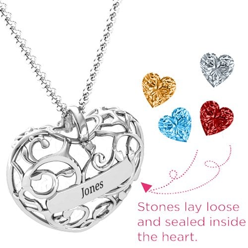 Fancy Filigree Engravable Cage Heart Pendant