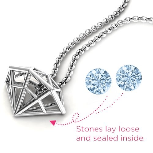 Flat Back Diamond Cage Pendant With 1 - 3 Gemstones