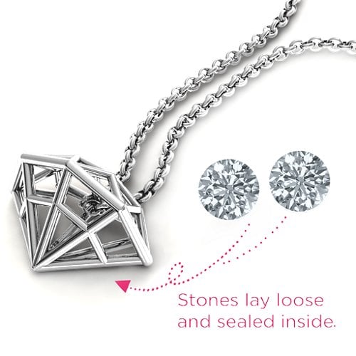 Flat Back Diamond Cage Pendant With 1 - 3 Gemstones